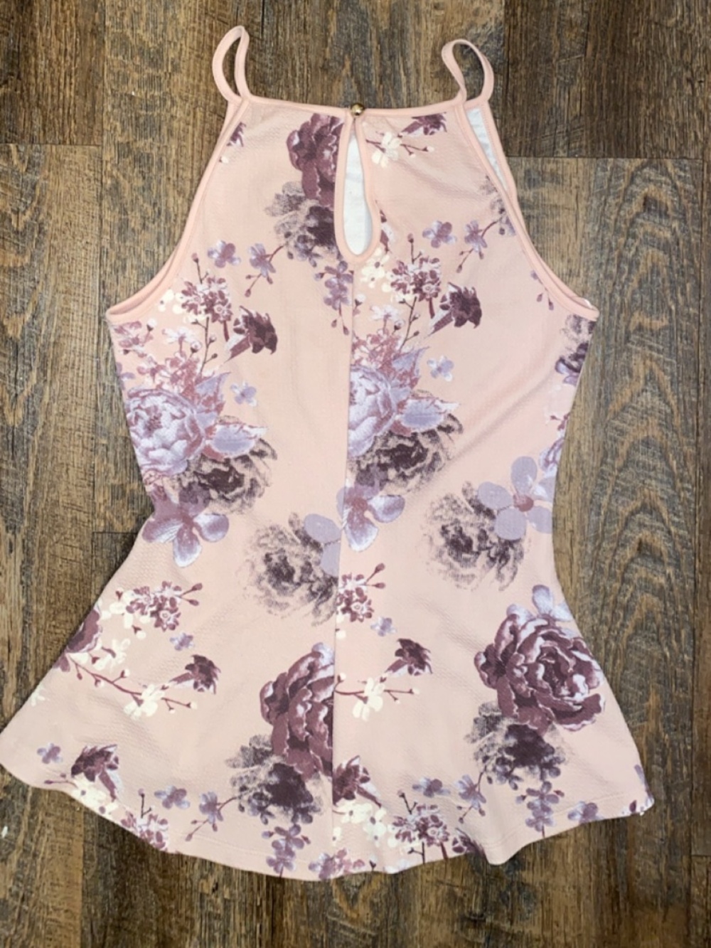 Pink Floral High Neckline Women’s Medium Top